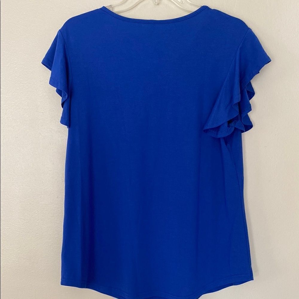 PrinStory Blue Ruffle Sleeve Top - Picture 2 of 6